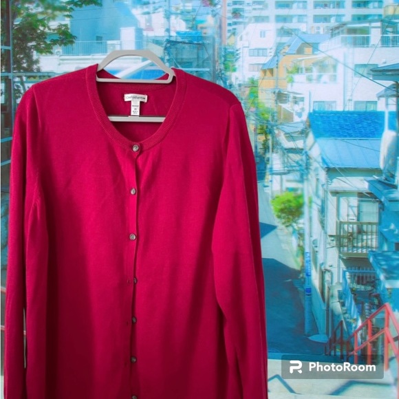 Croft & Barrow 1X red cartigan - Picture 1 of 3